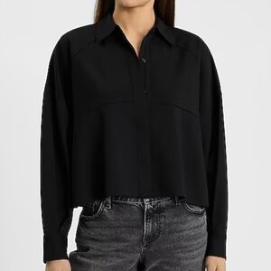 Express Black Cropped Button-Down Shirt